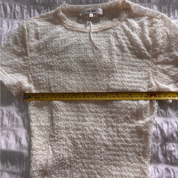 Frame Denim Cream Smocked Polo Tee - Picture 4 of 8